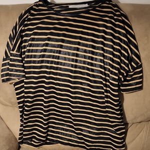 ZARA COLLECTION Black and Tan Striped Top M